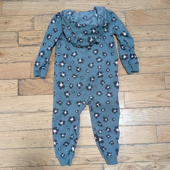 EUC Hooded One Piece Floral fleece 24M *S4 - Picture 4 of 5